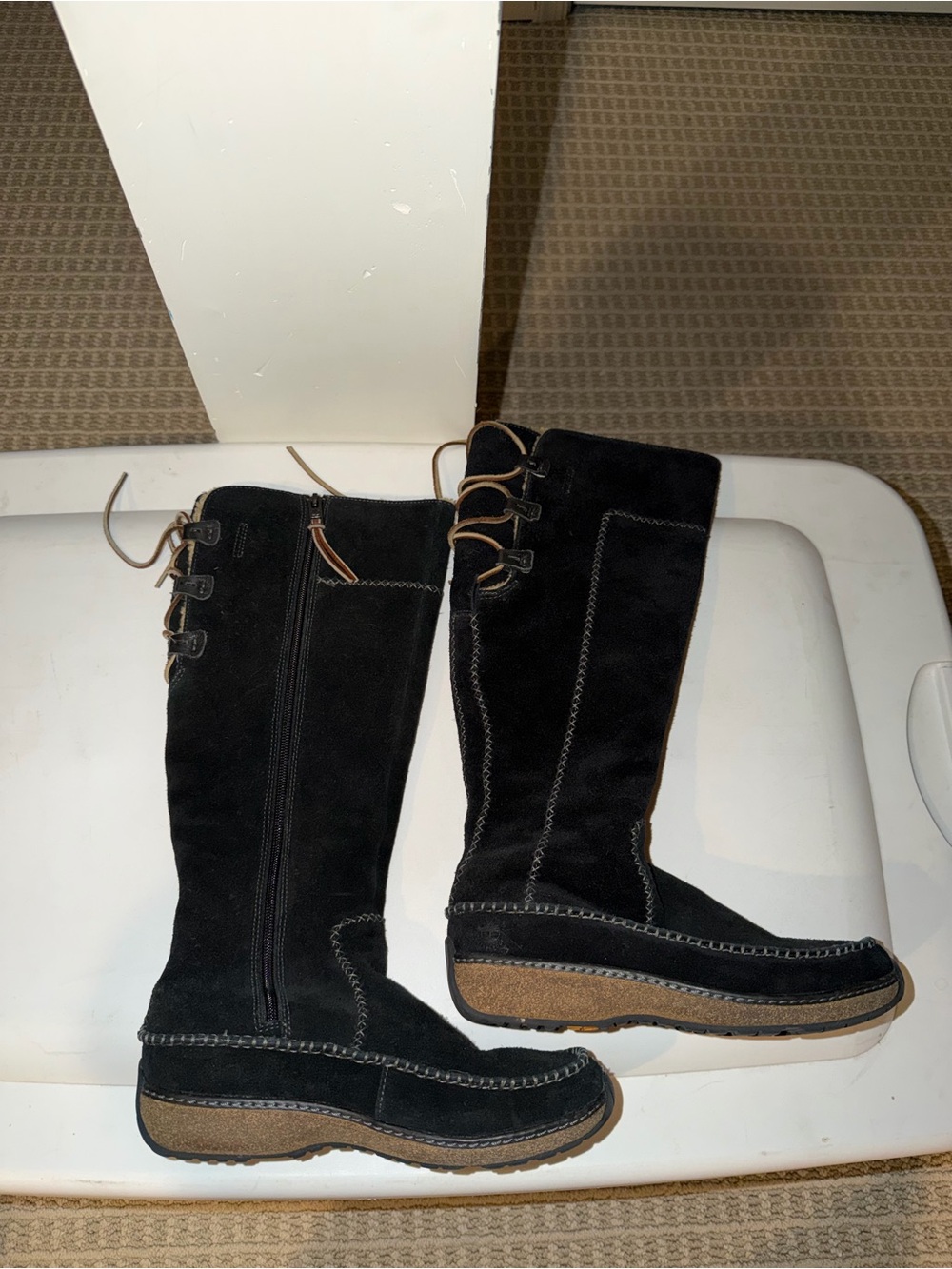 Timberland Black Suede Over-the-Knee Lace-Up Boots